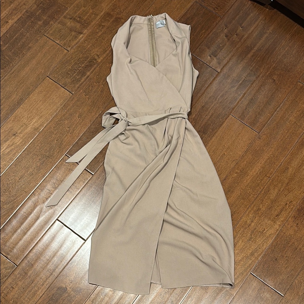 ASOS Tan Sleeveless Cowl Neck Sheath Dress